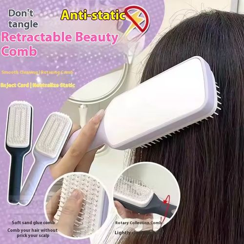Ultimate Anti - Static Retractable Hair Brush - Effortless Detangling, Scalp - Massaging & Easy Cleaning for All Hair Types
