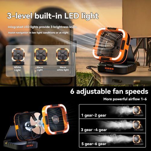 Multi-Functional 10000mAh Solar Rechargeable Fan – Portable Camping & Emergency Power Bank