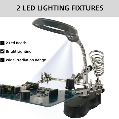 🔍 Adjustable LED Magnifying Glass Soldering Station – Hands-Free Precision Made Easy! 💡