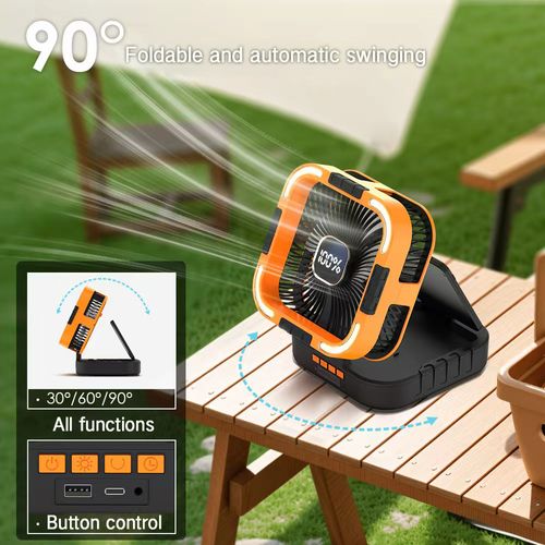 Multi-Functional 10000mAh Solar Rechargeable Fan – Portable Camping & Emergency Power Bank