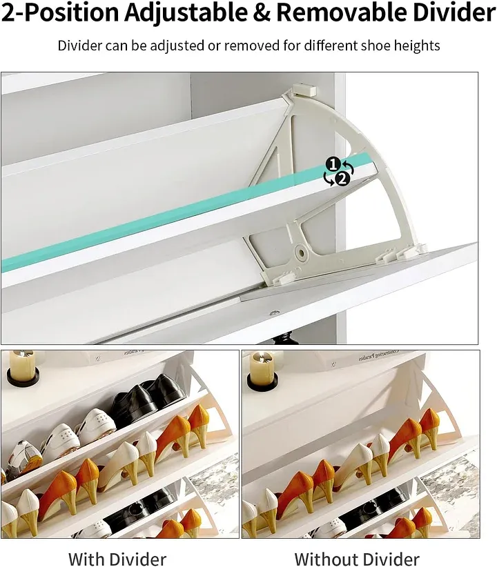 （24-hour delivery+Cash on delivery）Modern White Wooden Shoe Rack with Flip-Top Drawer - Entryway, Hallway, Living Room, Bedroom Storage Rack