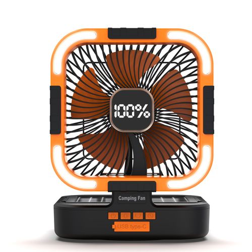 Multi-Functional 10000mAh Solar Rechargeable Fan – Portable Camping & Emergency Power Bank