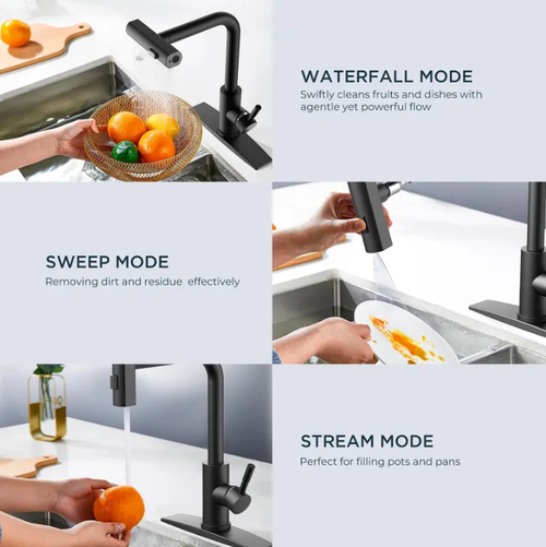 Splash-proof   Black   3 precision spray modes   smart faucet