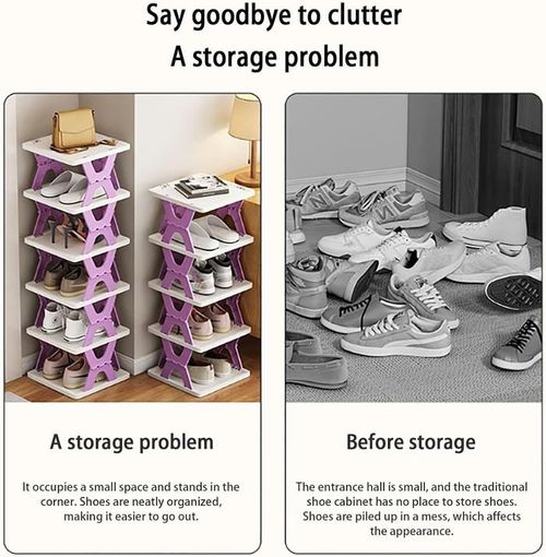 🦶6-Tier Foldable Shoe Rack – No Assembly Required, Space-Saving Storage Cabinet