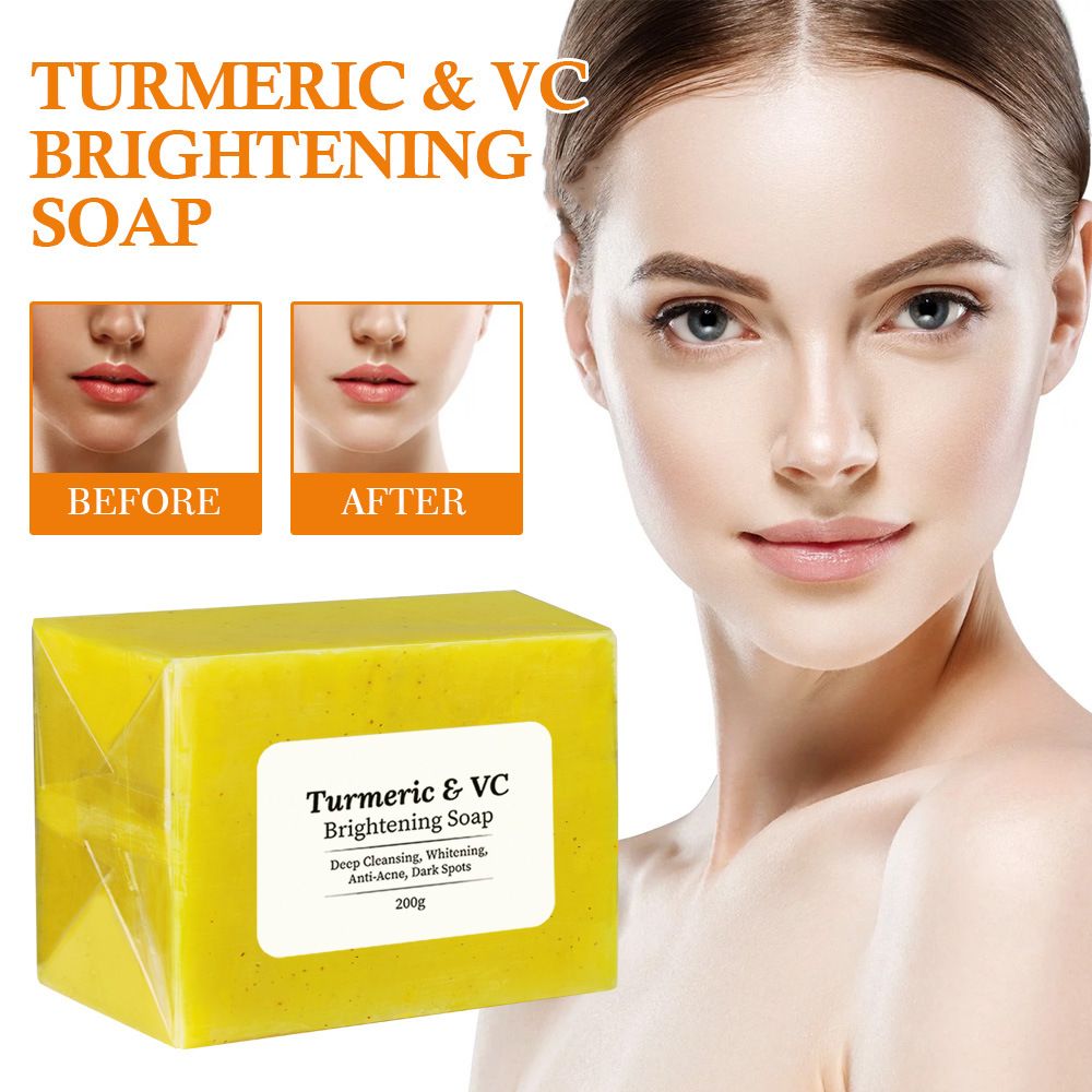 Sabonete Artesanal de Cúrcuma com Vitamina C 200g - Limpeza Profunda, Remoção de Marcas de Acne, Best-seller no TikTok