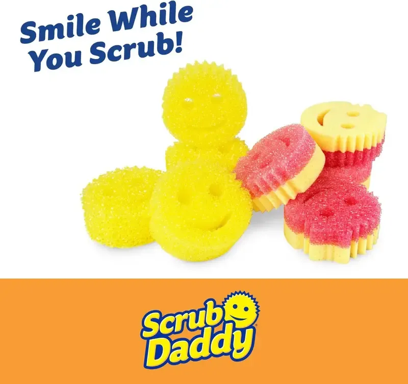 Scrub Daddy 6-Pack Kitchen Sponges & Scouring Pads Set - 3 Daddy, 3 Mommy BPA-Free Polymer Foam Cleaning Supplies, Home Goods, Scratch-Free, Odor-Resistant Multi-Task Clean Kitchen Accessories for Dish Cleaning