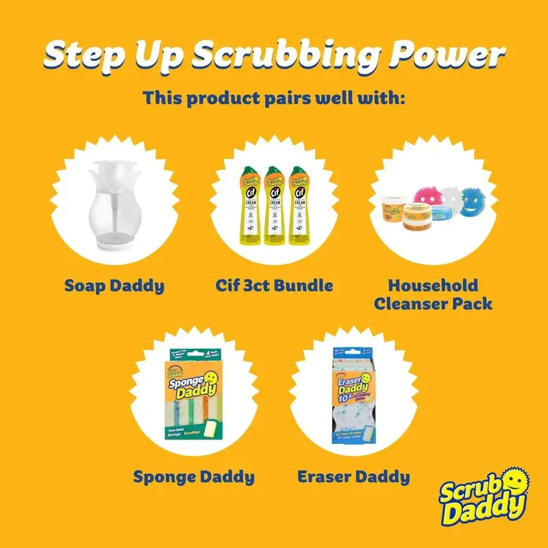 Scrub Daddy 6-Pack Kitchen Sponges & Scouring Pads Set - 3 Daddy, 3 Mommy BPA-Free Polymer Foam Cleaning Supplies, Home Goods, Scratch-Free, Odor-Resistant Multi-Task Clean Kitchen Accessories for Dish Cleaning