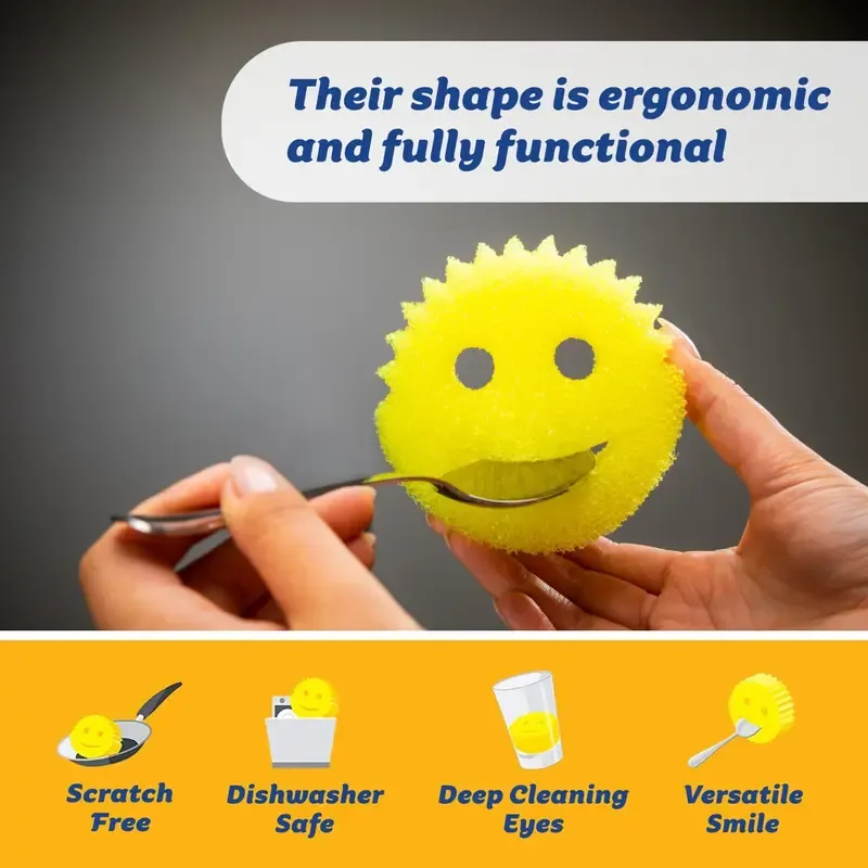 Scrub Daddy 6-Pack Kitchen Sponges & Scouring Pads Set - 3 Daddy, 3 Mommy BPA-Free Polymer Foam Cleaning Supplies, Home Goods, Scratch-Free, Odor-Resistant Multi-Task Clean Kitchen Accessories for Dish Cleaning