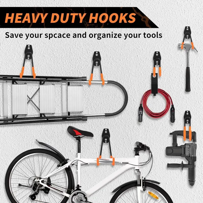 Assorted Steel Heavy-Duty Garage Hooks Bundle - Durable Wall Organiser, Garage Hooks for Hanging, Home Supplies for Him