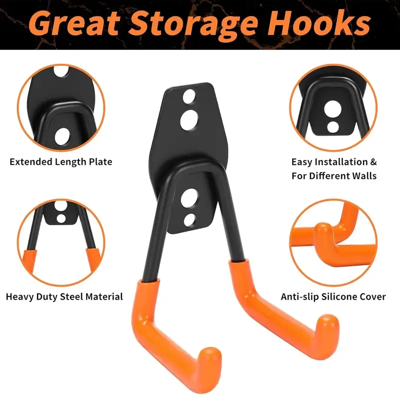 Assorted Steel Heavy-Duty Garage Hooks Bundle - Durable Wall Organiser, Garage Hooks for Hanging, Home Supplies for Him