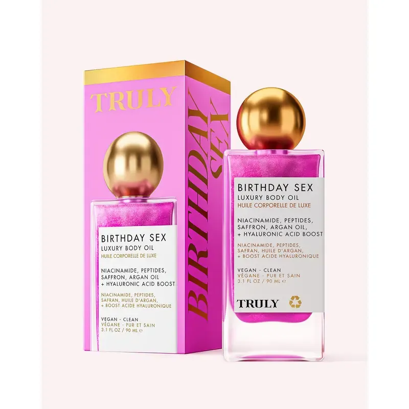 Birthday Tightening Body Shimmer Oil – Brightening Glow Formula with Niacinamide, Peptides & Hyaluronic Acid – Hydrates, Firms & Nourishes for Luminous Skin – Boosts Elasticity & Smoothness with a Silky, Shimmering Finish – Sensual Jasmine Scent