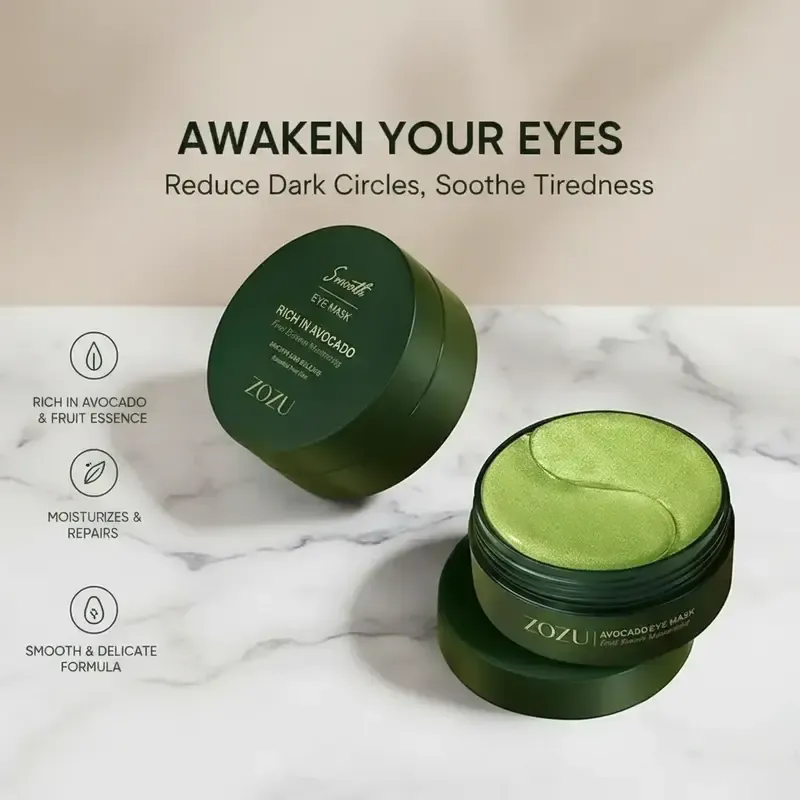 120pcs Avocado & Gold Under Eye Mask Patches - AM Brightening Hydrator, PM Soothing Repairer & Depuffer, Evening Skincare for Dark Circles & Dryness, Beauty Gift, Repairing, Beauty Products, Dark Circles Treatment