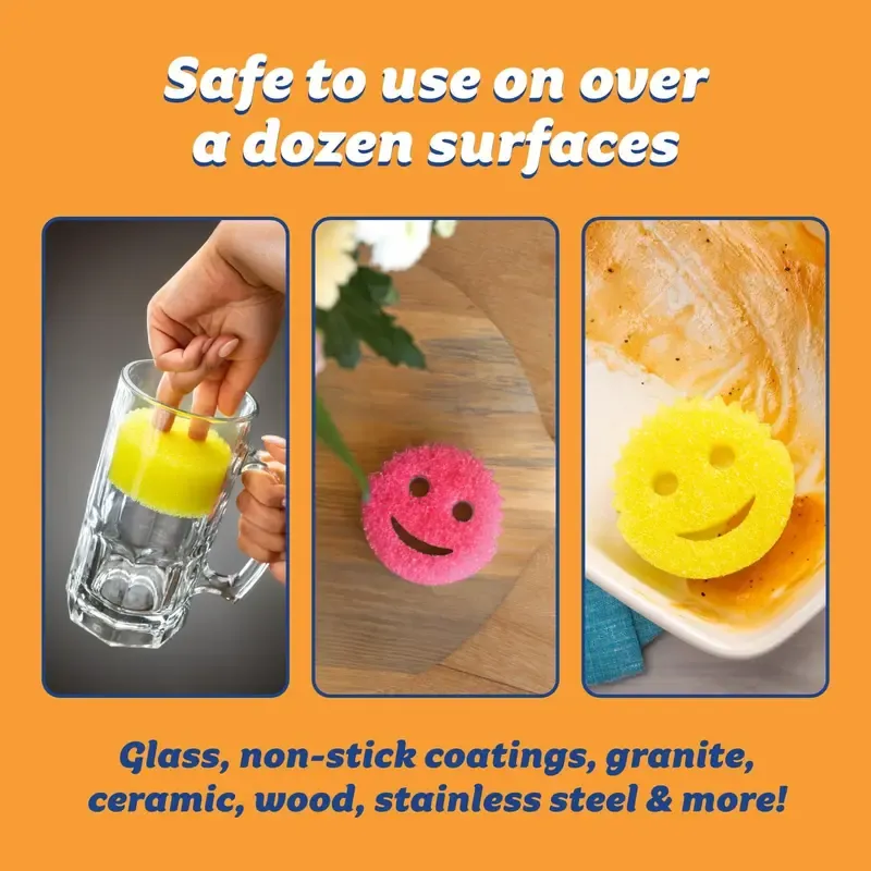 Scrub Daddy 6-Pack Kitchen Sponges & Scouring Pads Set - 3 Daddy, 3 Mommy BPA-Free Polymer Foam Cleaning Supplies, Home Goods, Scratch-Free, Odor-Resistant Multi-Task Clean Kitchen Accessories for Dish Cleaning