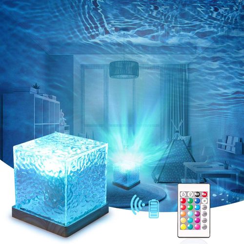 Aurora Northern Lights Ocean Wave Projector Night Gemly Water Ripple Cube Light Gradual Rotating Flame Wave Effect Colorful Lamp