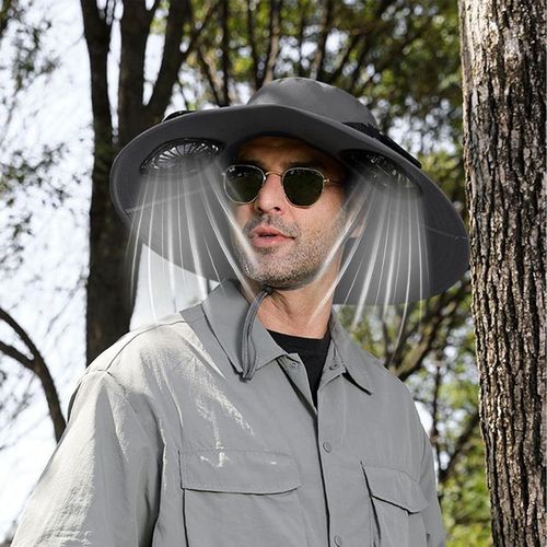 Solar Powered Cooling Hat with Fan, Wide Brim UV Protection Sun Hat for Men Women, Outdoor Fishing Gardening Hiking Cap