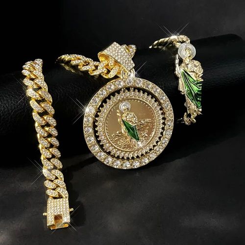 3 SETS Hip-Hop San Judas Necklace and Bracelet
