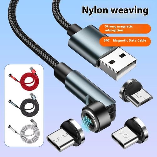 Three-in-One USB Charging Cable with 540-Degree Bending