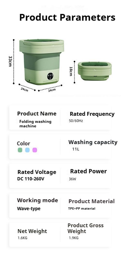 11L Foldable Mini Washer Machine - Portable for Underwear, Socks, Baby Clothes