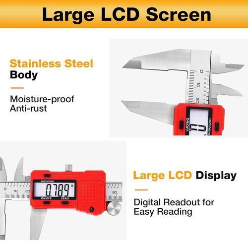 Precision Electronic Micrometer --- Stainless Steel Construction, Large LCD Display, Instant Unit Conversion