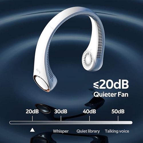 Hands-Free Bladeless Neck Fan - 8Hr Battery, Headphone Design for Sports & Outdoor