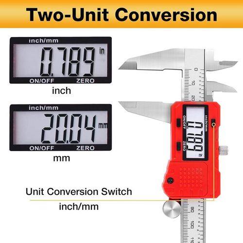 Precision Electronic Micrometer --- Stainless Steel Construction, Large LCD Display, Instant Unit Conversion
