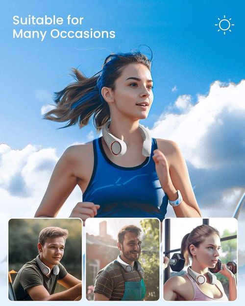 Hands-Free Bladeless Neck Fan - 8Hr Battery, Headphone Design for Sports & Outdoor
