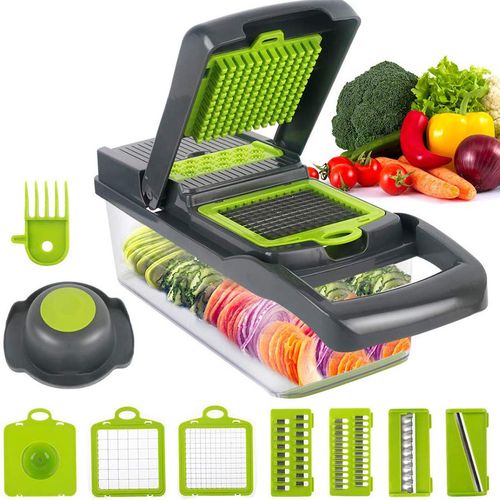 Multi-functional vegetable cutter, dicer, potato shredder, scrubber, slicer, household essentials