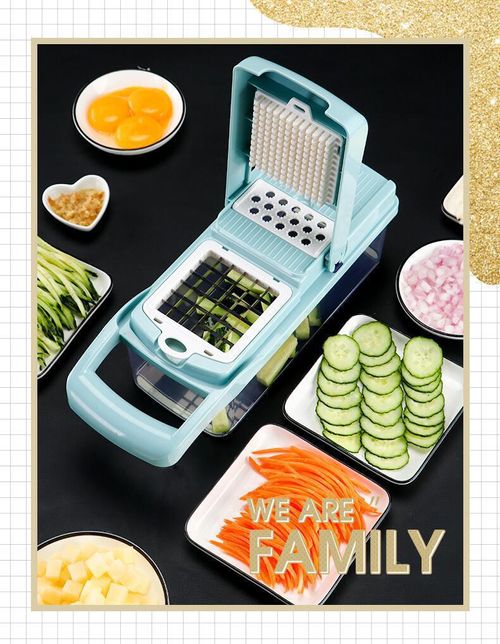 Multi-functional vegetable cutter, dicer, potato shredder, scrubber, slicer, household essentials