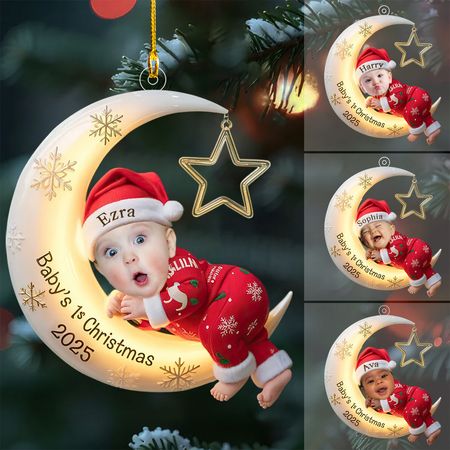 Personlig babys første julekugle, upload foto