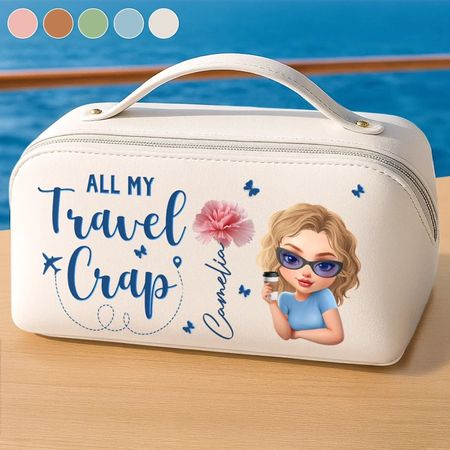 Brugerdefineret PU-læder rejsetoilettaske - Personlige sommerferie- og rejsegaver til kvinder, mænd - Undskyld, ikke undskyld for mit rejsekaos