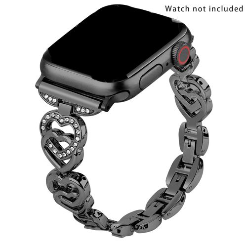Luxury Jewellery Zinc Alloy Heart Shape Bracelet With Diamonds Watch Band for Apple Watch Series