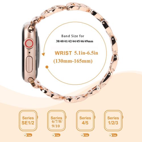 Luxury Jewellery Zinc Alloy Heart Shape Bracelet With Diamonds Watch Band for Apple Watch Series
