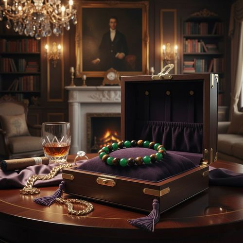 Elastic Chain Handmade Money Attraction Bracelet with 8mm Green Aventurine & Tiger Eye l Natural Stone Beaded Bracelet