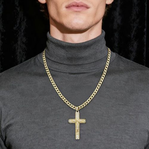 Factory Custom Anti Tarnish Trendy Zircon Luxury Fashion Jewelry Fine Jesus Pendant Chain 18k Brass Women Mens Cross Necklace