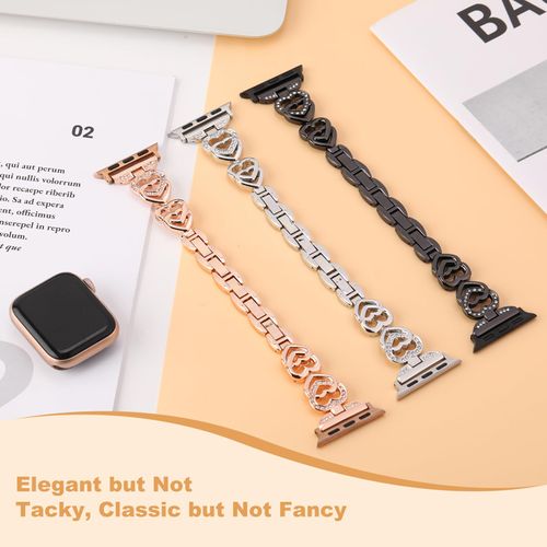 Luxury Jewellery Zinc Alloy Heart Shape Bracelet With Diamonds Watch Band for Apple Watch Series