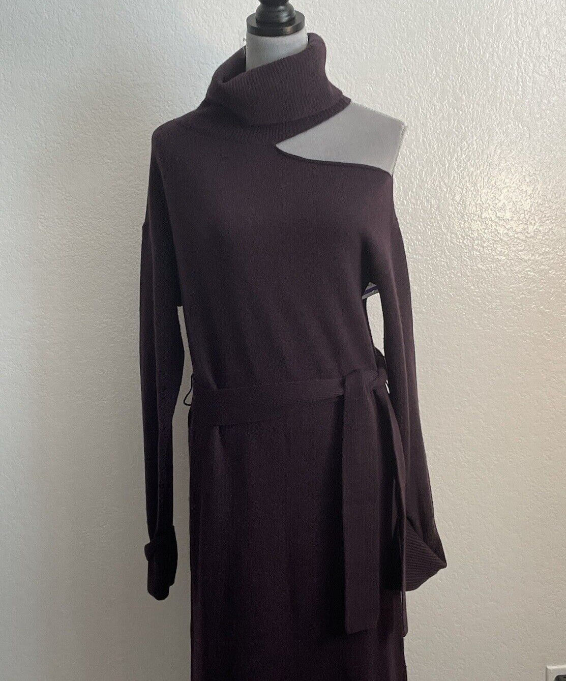 PAIGE Raundi Shoulder Cutout Long Sleeve Wool Blend Sweater Dress Size: M