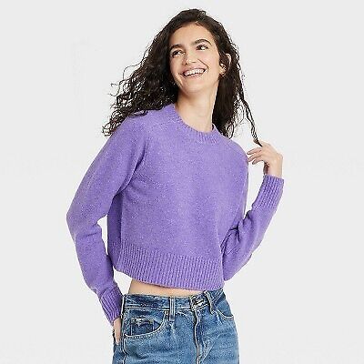 Women's Crew Neck Cashmere-Like Pullover Sweater - Universal Thread Purple M