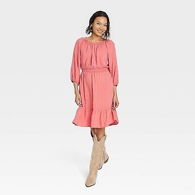 Women's Long Sleeve A-Line Dress - Knox Rose Red S