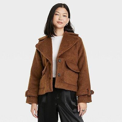 Women's Faux Utility Jacket - A New Day Brown M