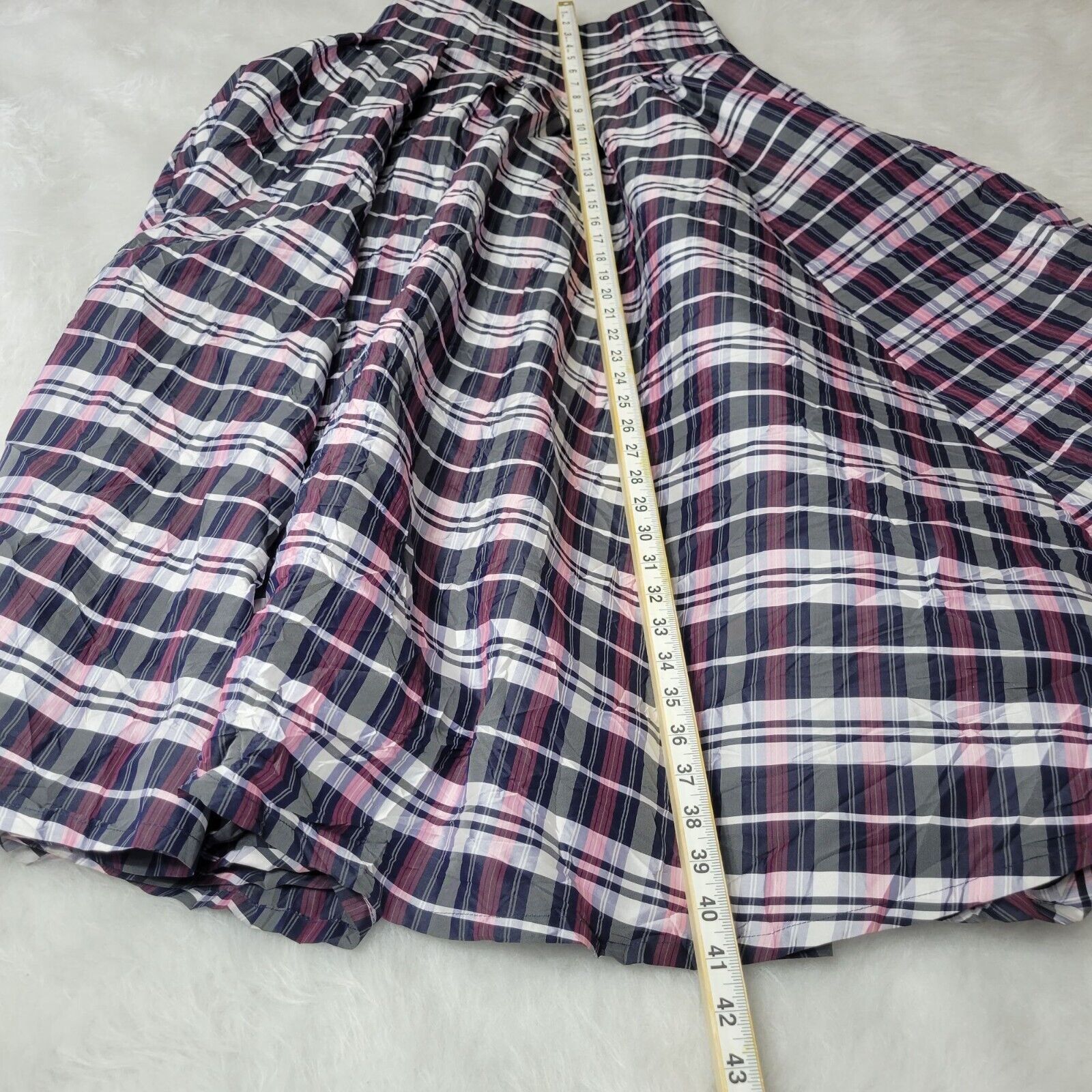 Shabby Apple Plaid Ruffled Pleated Maxi High Waisted Flared Skirt Women's 2