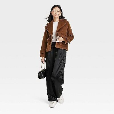 Women's Faux Utility Jacket - A New Day Brown M