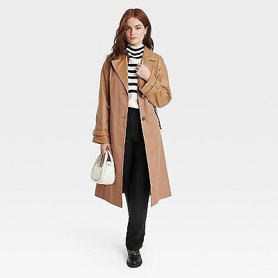 Women's Relaxed Trench Coat - A New Day Brown M