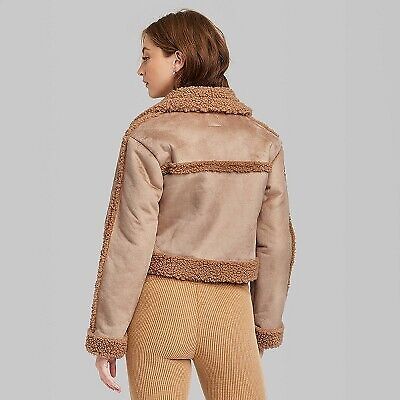 Women's Faux Shearling Jacket - Wild Fable Brown XS