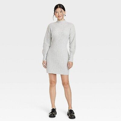 Women's Long Sleeve Sweater Dress - A New Day Gray M