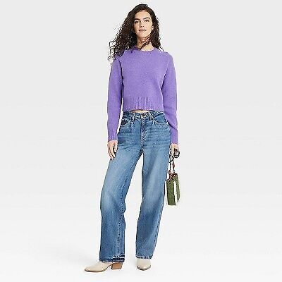 Women's Crew Neck Cashmere-Like Pullover Sweater - Universal Thread Purple M