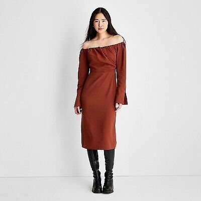 Women's Off the Shoulder Long Sleeve Midi Dress - Future Collective with Reese