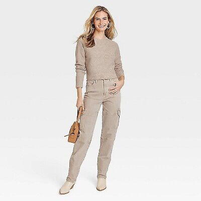 Women's Crew Neck Cashmere-Like Pullover Sweater - Universal Thread Tan M