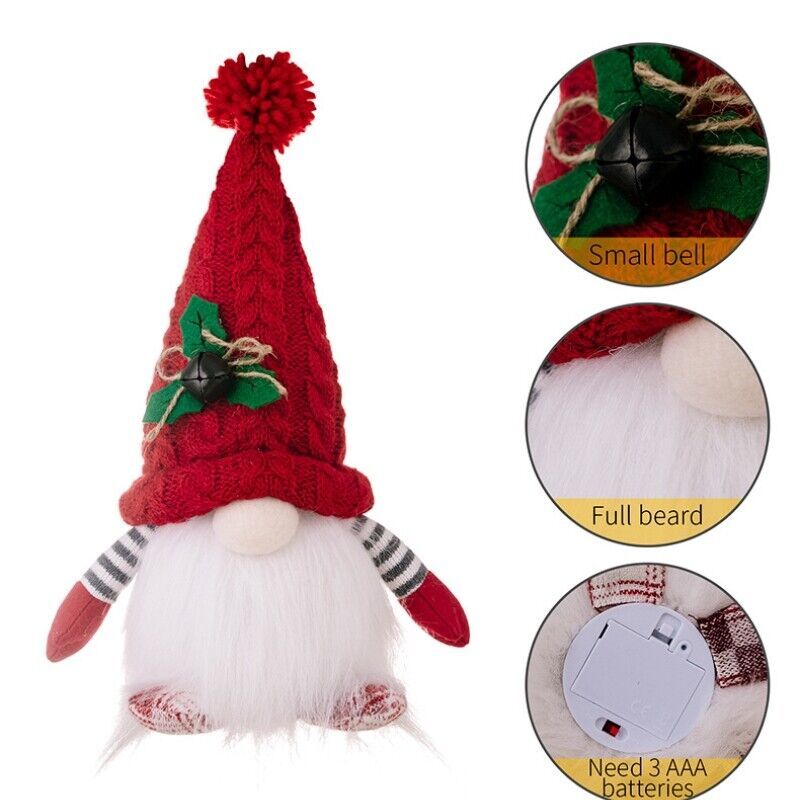 Christmas Gnome Faceless Doll Xmas Glowing Dwarf Decor Plush Toy Pendants Gift