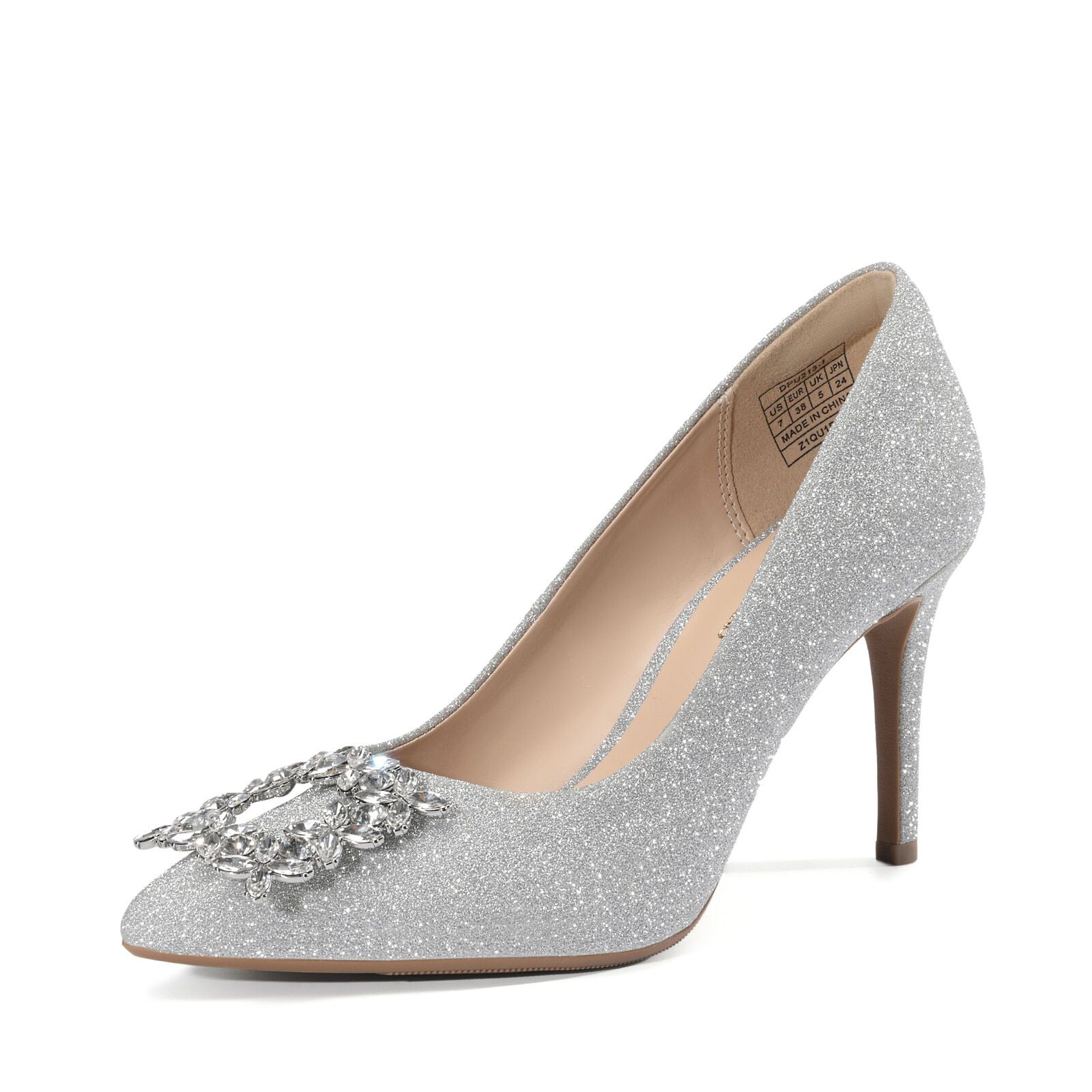 Women Rhinestone Pumps High Stilettos Heel Pointed Toe Slip On Wedding Pump Shoe