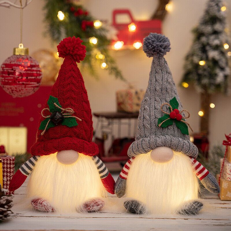 Christmas Gnome Faceless Doll Xmas Glowing Dwarf Decor Plush Toy Pendants Gift